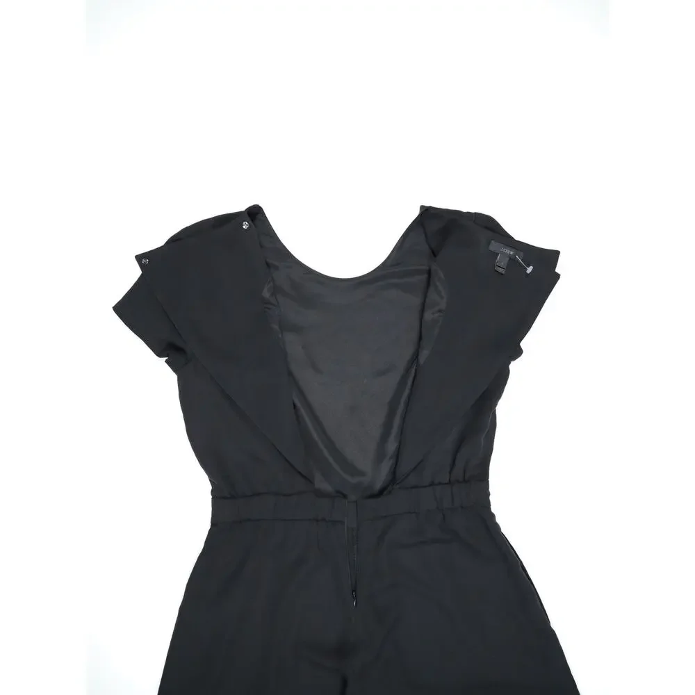 J.Crew Black Wide Leg Cropped Jumpsuit Open Back Career Minimalist Quiet Luxury
